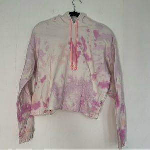 Wild Fable Pink Tie Dye Marble Cropped Hoodie